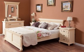 Set Dormitor Roberta, Lemn Masiv, Crem Patinat