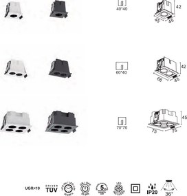 Corp incastrabil cu 1 spot LED BLAU alb