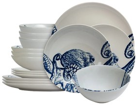Set de Farfurii cu 16 piese cu bol cu model Caracatiță pentru 4 persoane