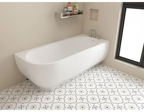 Cada freestanding Rune Birka Rund acril alb lucios 170x75 cm cu montare pe dreapta