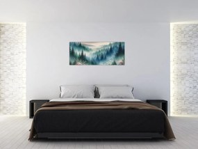 Tablou - Peisaj forestier cu ceață (120x50 cm)