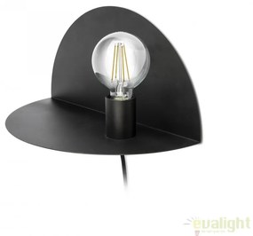 Aplica perete moderna cu raft NIT neagra dreapta 01006