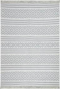 Covor 22996A, 60x100 cm, forma dreptunghiulara, bumbac, alb/gri