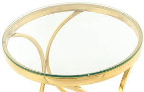 Masuta de cafea rotunda din sticla Weyda 50x50x52 cm transparenta/auriu 