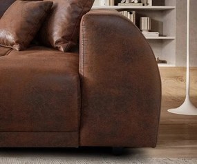 Canapea extensibilă dumonde cu 2 lăzi de depozitare si sezut confortabil din spuma high-density, Verona Madagaskar Brown 310x100 cm cu taburet inclus