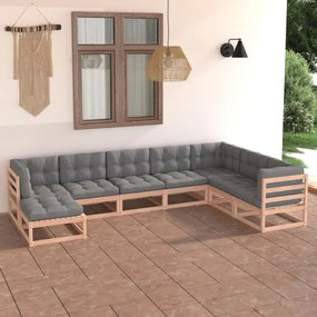 3076764 vidaXL Set mobilier de grădină cu perne, 8 piese, lemn masiv de pin