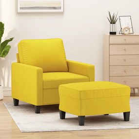 3201034 vidaXL Fotoliu canapea cu taburet, galben deschis, 60 cm, textil