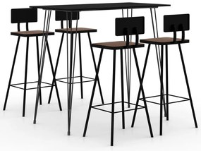 vidaXL Set mobilier de bar, 5 piese, negru