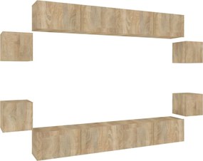 vidaXL Set dulap TV, 8 piese, stejar sonoma, lemn prelucrat