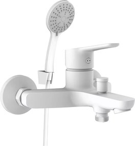 Baterie cada-dus Rubineta Uno monocomanda alb mat cu set de dus para 3 functii