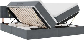 vidaXL Pat cu storage cu saltea cu headboard Gri închis 90 x 200 cm
