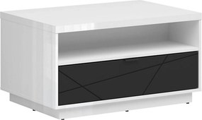 Masuta cafea FORN, alb lucios/negru mat, PAL, 90x60x49 cm