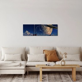 Tablou - Vizita extraterestrului (cu ceas) (90x30 cm)