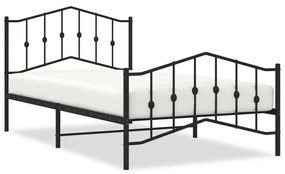373802 vidaXL Cadru pat metalic cu tăblii de cap/picioare  negru, 100x200 cm