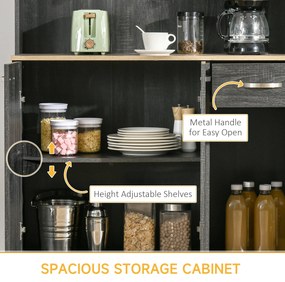 HOMCOM Bufet de Bucătărie cu Sertar și Blat, Uși și Rafturi Reglabile, 101x39x180 cm, Negru | Aosom Romania