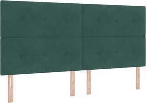 vidaXL Pat cu arc LED cu saltea Verde închis 200 x 200 cm Catifea