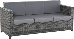 Outsunny Canapea de Exterior cu 3 Locuri din Ratan PE, Canapea cu Perne Detasabile și Structură Metalică pentru Grădină, Terasă și Balcon, 185x70x80 cm, Gri | Aosom Romania
