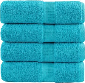 vidaXL Prosoape de baie premium SOLUND, 4 buc., turcoaz, 30x30 cm, 600 g/m²