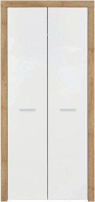 Dulap BALDER, alb lucios/stejar riviera, PAL, cu 2 usi, 90x52x192 cm