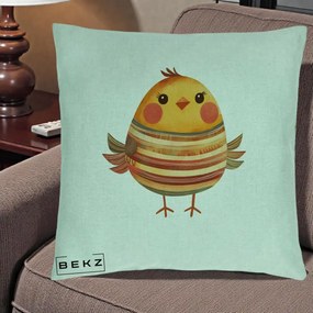 Perna Decorativa Pui Kawaii Portocaliu Dungi Calde, 40x40 cm, Verde Menta, Husa Detasabila, Perna Inclusa, BEKZ®