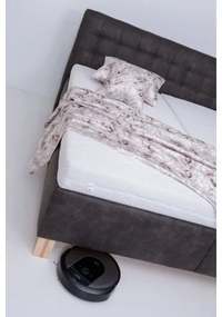 Pat tapițat VIOLET 160 x 200 cm, cu spațiu de depozitare, fără saltea, gri închis