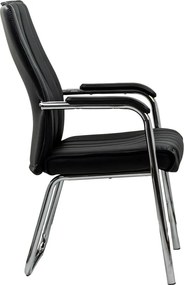 Scaun vizitator negru HRC 614 din piele ecologică și cadru cromat