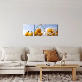 Tablou - Câmp cu flori galben deschis (cu ceas) (90x30 cm)