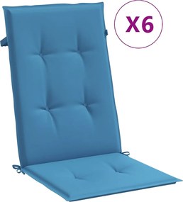 vidaXL Perne scaun spătar înalt 6buc melanj albastru 120x50x4cm textil