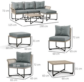 Outsunny Set de Mobilier de Terasa din 5 Piese cu Canapea | Aosom Romania