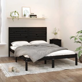 3104612 vidaXL Cadru de pat, negru, 140x200 cm, lemn masiv