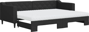 vidaXL Pat de zi cu extensie și saltele, negru, 80x200 cm, textil