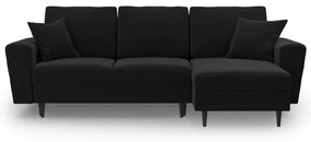 Colțar negru extensibil, cu spațiu de depozitare cu tapițerie din catifea Kyoto – Cosmopolitan Design