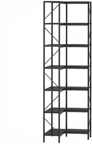 HOMCOM Bibliotecă Colțar cu 7 Rafturi, Stil Industrial, Efect Lemn Negru | Aosom Romania