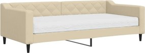 vidaXL Pat de zi cu saltea, crem, 90x200 cm, textil