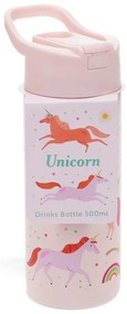 Sticlă pentru copii roz-deschis din oțel inoxidabil 500 ml Unicorn – Rex London