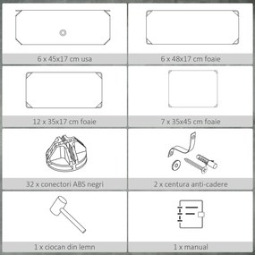 HOMCOM Mobilier pentru incaltaminte modular, 6 cuburi 45x35x17cm din plastic PP si otel, alb | Aosom Romania