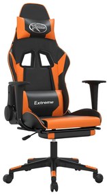 3143705 vidaXL Scaun de gaming cu suport picioare, negru/oranj, piele eco