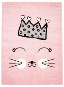 Covor roz cu pisicuță drăguță pentru fete Lăţime: 140 cm | Lungime: 200 cm