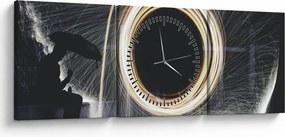 Tablou - Show de lumini în ploaie (cu ceas) (90x30 cm)