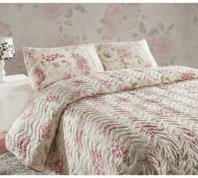 Set cuvertură matlasată și 2 fețe de pernă Eponj Home Care Pink, 240 x 220 cm