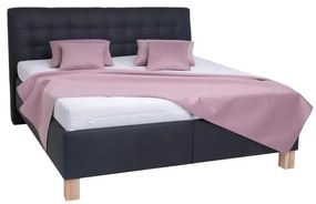 Pat tapițat VIOLET 160 x 200 cm cu saltea și spațiu de depozitare, antracit