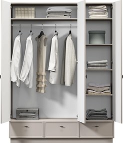 Dulap Lorini 150 cm cu rafturi - cașmir / mânere negre T-bar