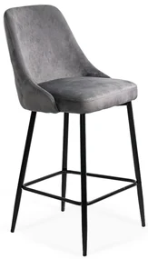 Scaun bar gri ABS 143 - catifea, confort sporit, stabil, design sofisticat