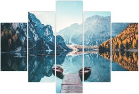 Tablou - Bărci pe Lacul Braies (150x105 cm)