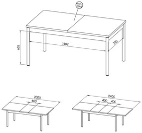 Set sufragerie extensibil Phelan P14 (Nuc warmia + Negru). 1062544
