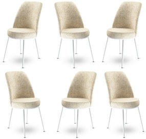 Set 6 scaune haaus Dexa, Crem/Alb, textil, picioare metalice