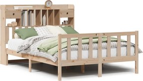 vidaXL Pat cu bibliotecă fără saltea, 140x200 cm, lemn masiv de pin