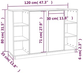 Servanta, 120x35x80 cm, lemn masiv de pin 1, Maro