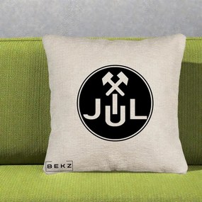 Perna Personalizata JUL Jiul Lupeni Fotbal, 40x40 cm, Bej Canapea, Husa Detasabila, Perna Inclusa, BEKZ®
