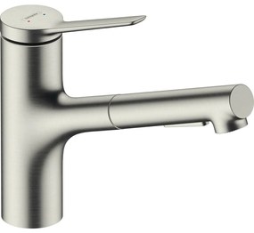 Baterie bucatarie cu dus extractibil crom periat Hansgrohe Zesis M33 150 sBox cu 2 jeturi